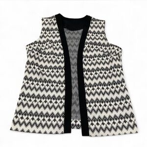 Vintage 80’s Geometric Black and White ZigZag Vest Women’s 18 Funky Retro USA